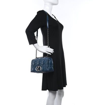 Christian Dior CHRISTIAN Calfskin Macrocannage Medium Caro Bag Steel Blue 2 of 9