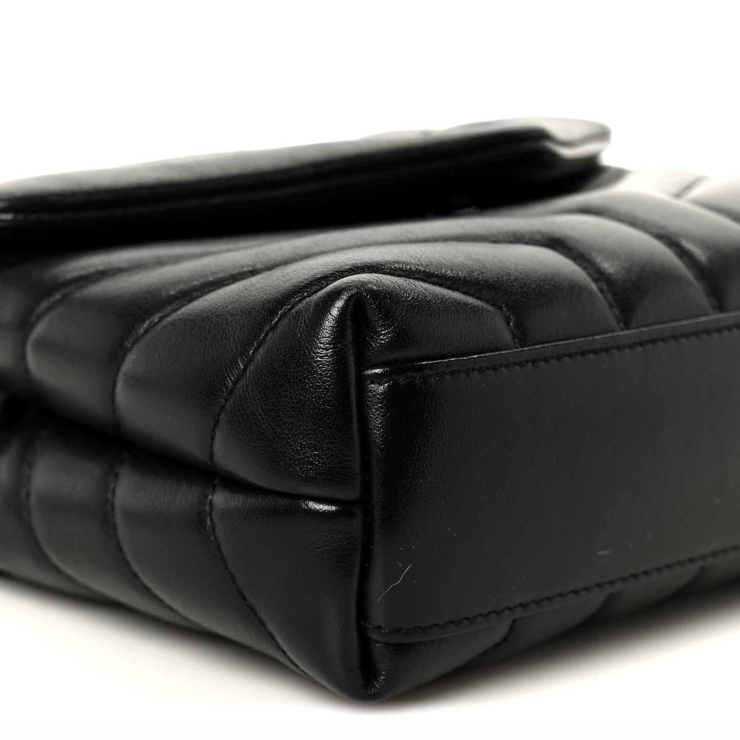 Calfskin Y Quilted Monogram Monochrome Toy Loulou Crossbody Bag Black
