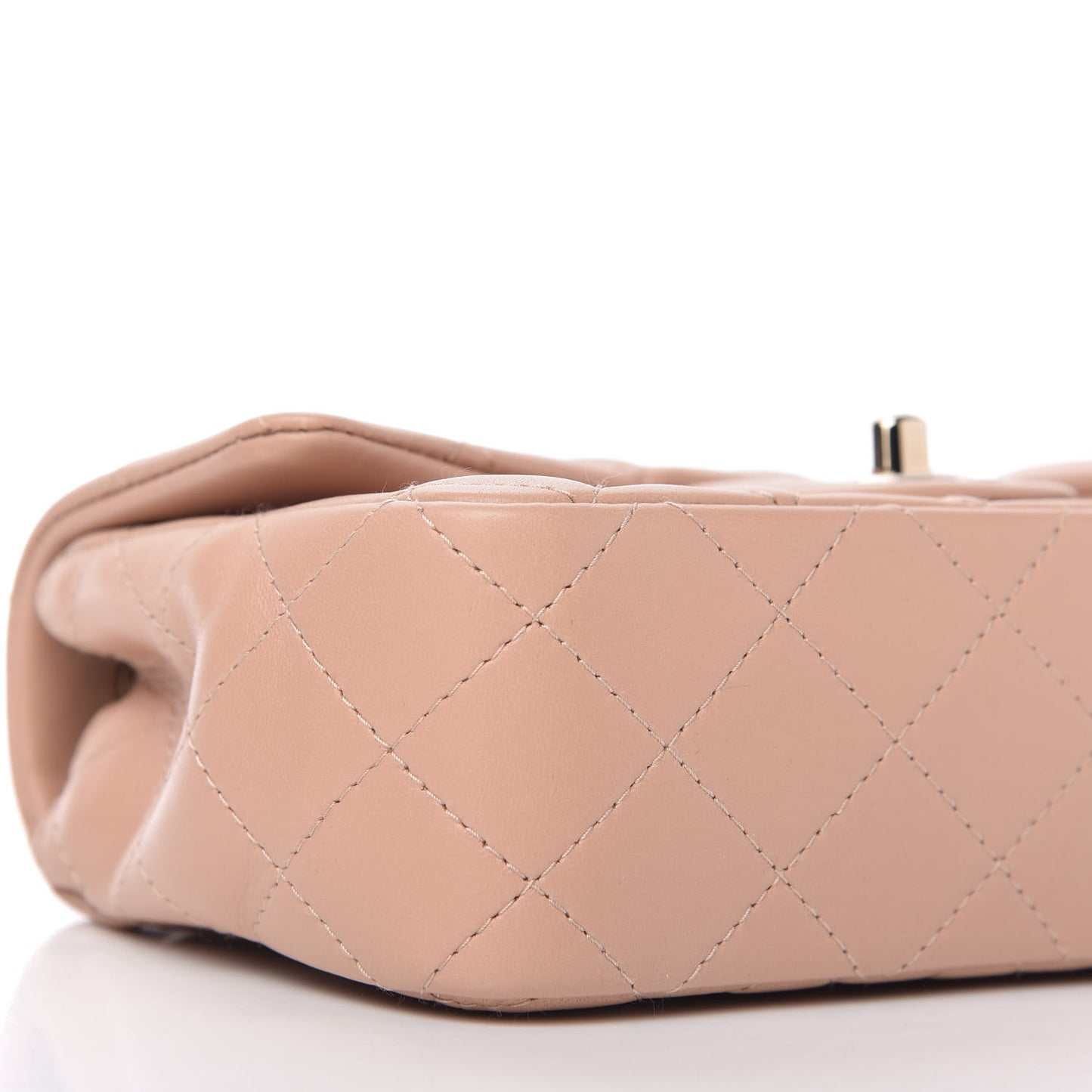 Lambskin Quilted Mini Rectangular Flap Beige