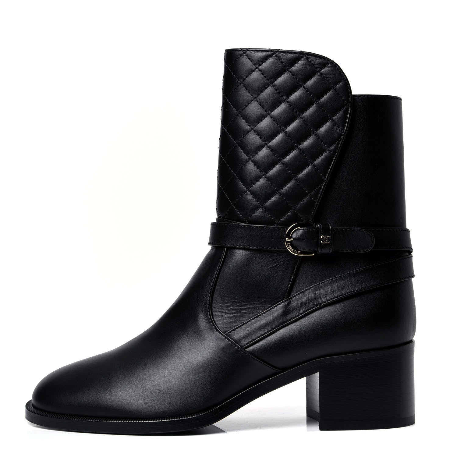Chanel Calfskin Quilted CC Boots 41 Black 1 of 5