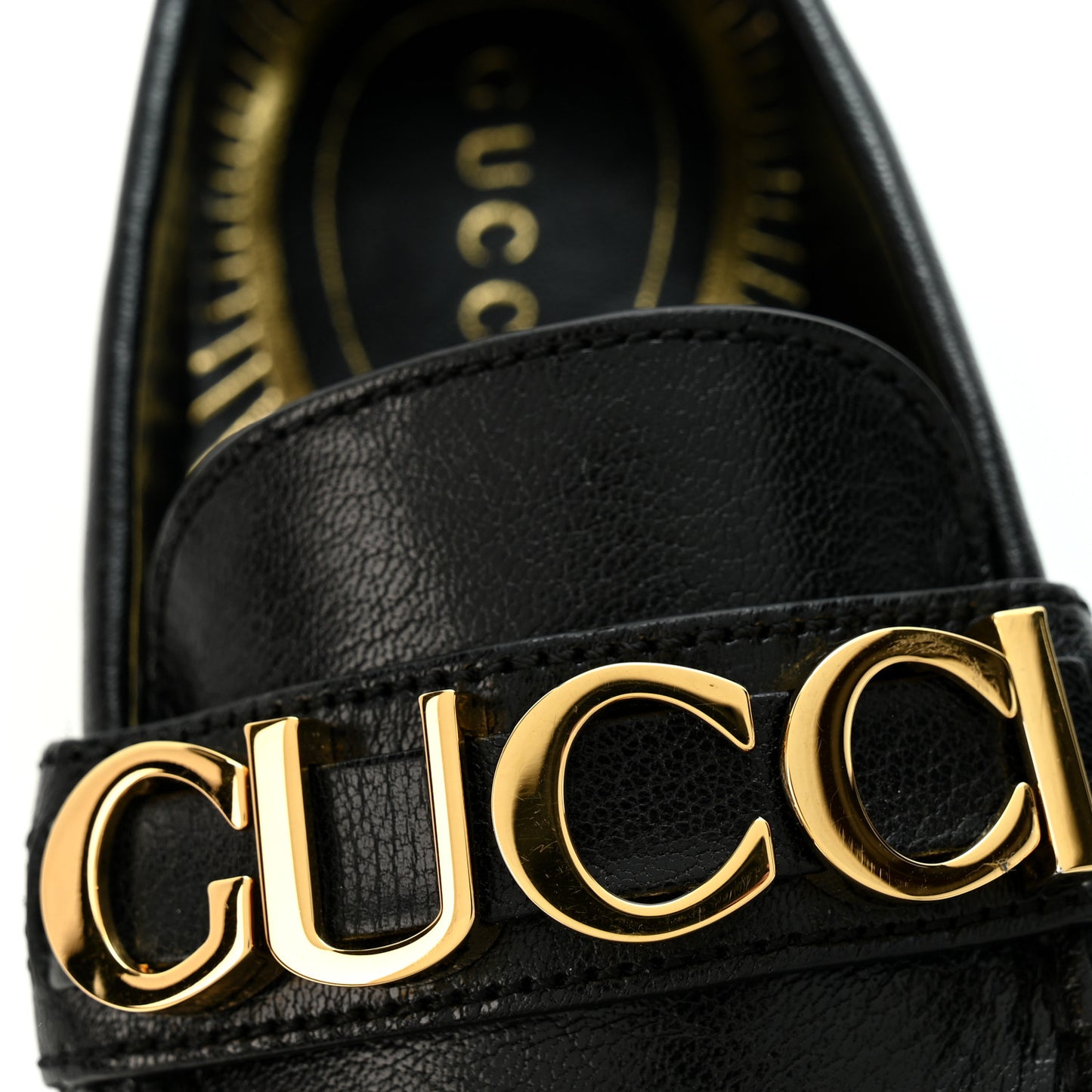 Goatskin Womens Logo 15mm Loafers 35 Black