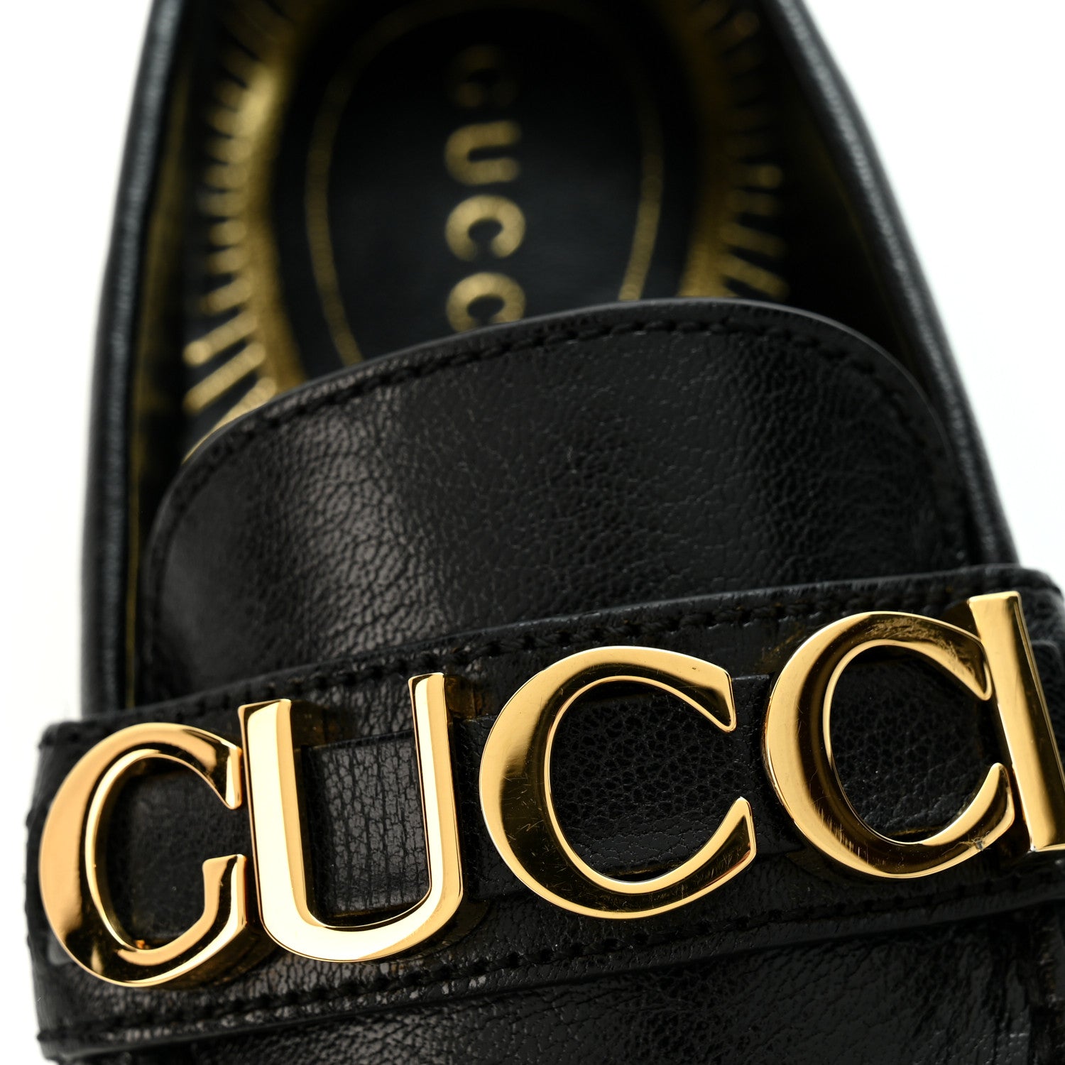 Gucci Goatskin Womens Logo 15mm Loafers 35 Black 11 of 12