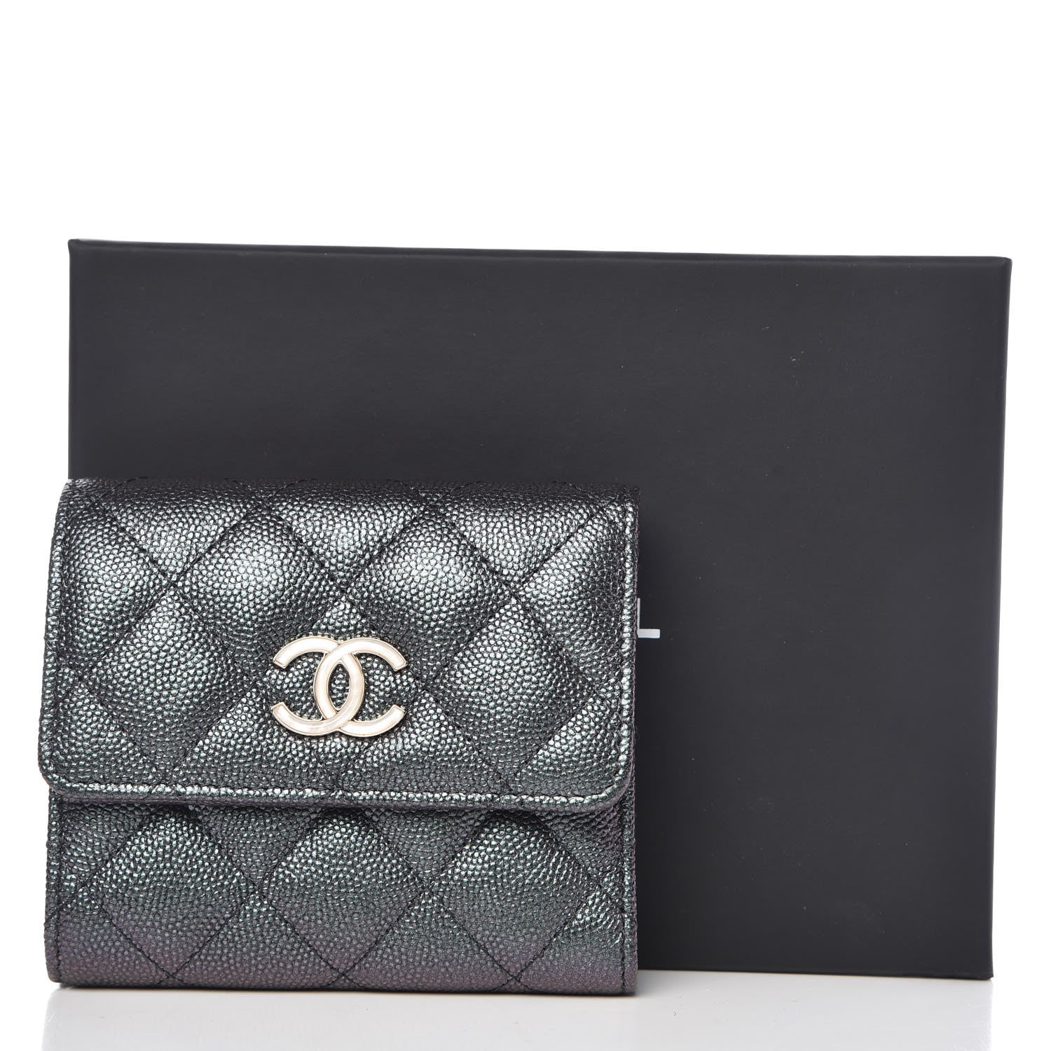 Chanel Iridescent Caviar Quilted Small Flap Wallet Black 9 of 9