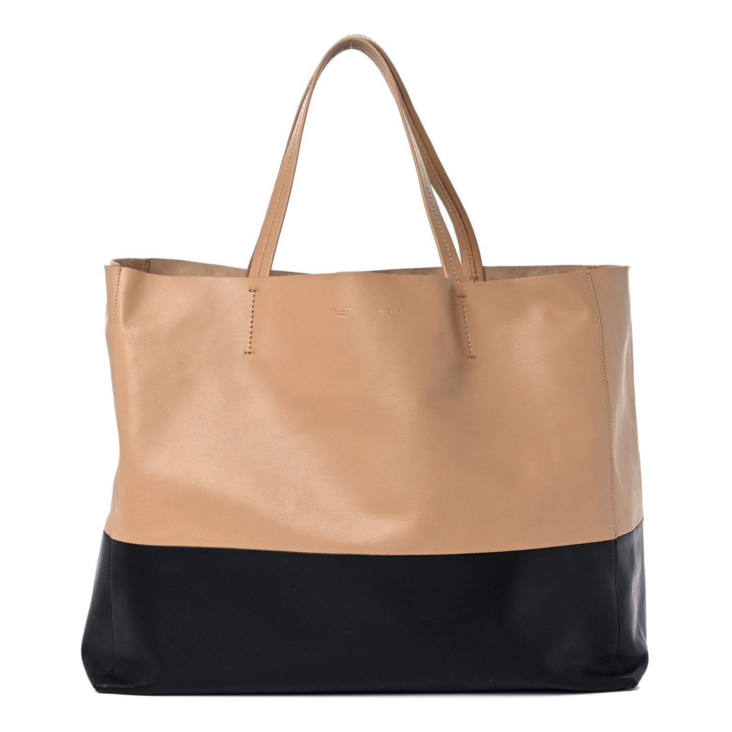 Lambskin Horizontal Bi-Cabas Nude Black