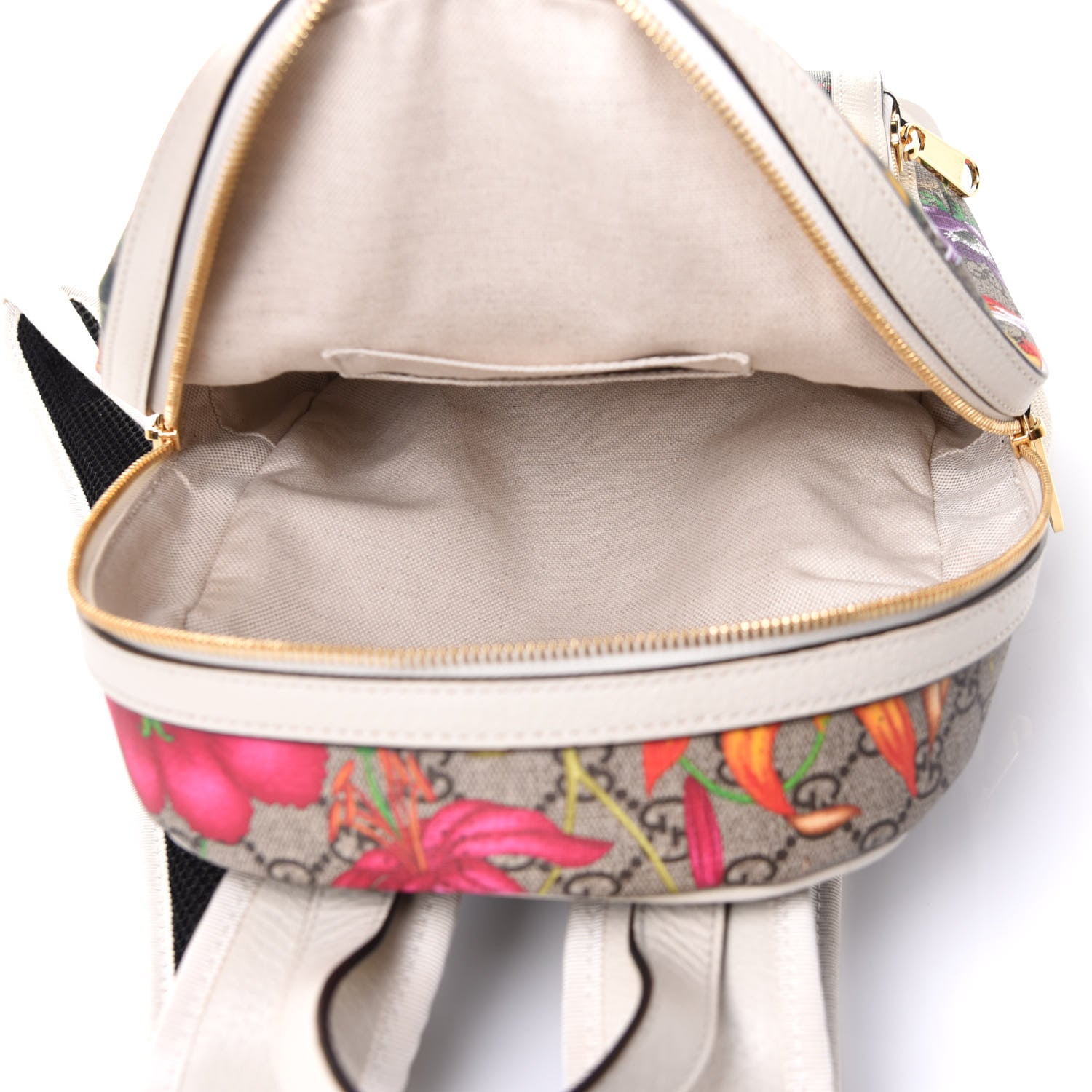 Gucci GG Supreme Monogram Flora Web Small Ophidia Day Backpack White 5 of 12
