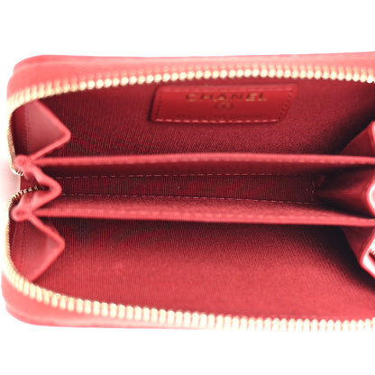 Chanel Caviar Quilted Filigree Zip Around Coin Purse Red 5 of 9