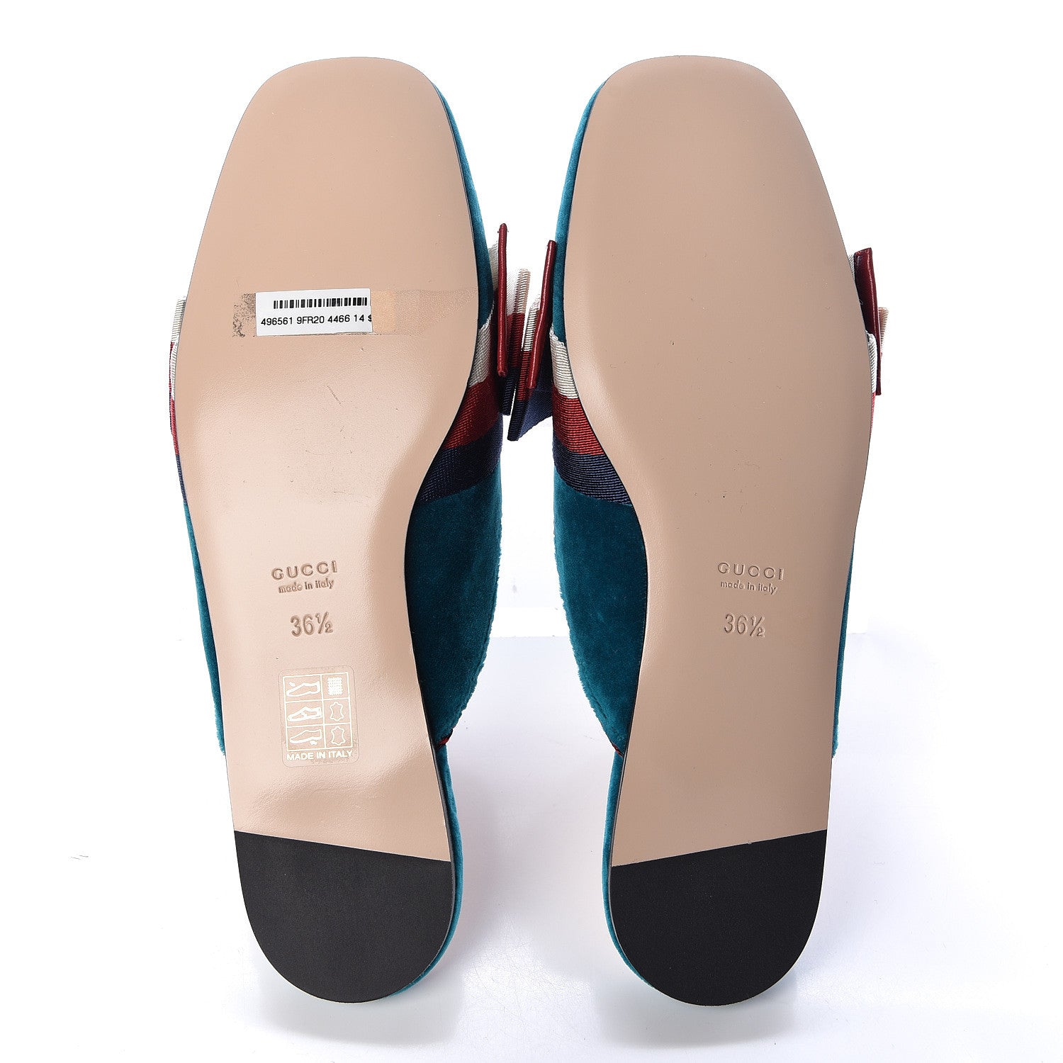Gucci Softy Velvet Sylvie Bow Slippers 36.5 Pavone 6 of 10