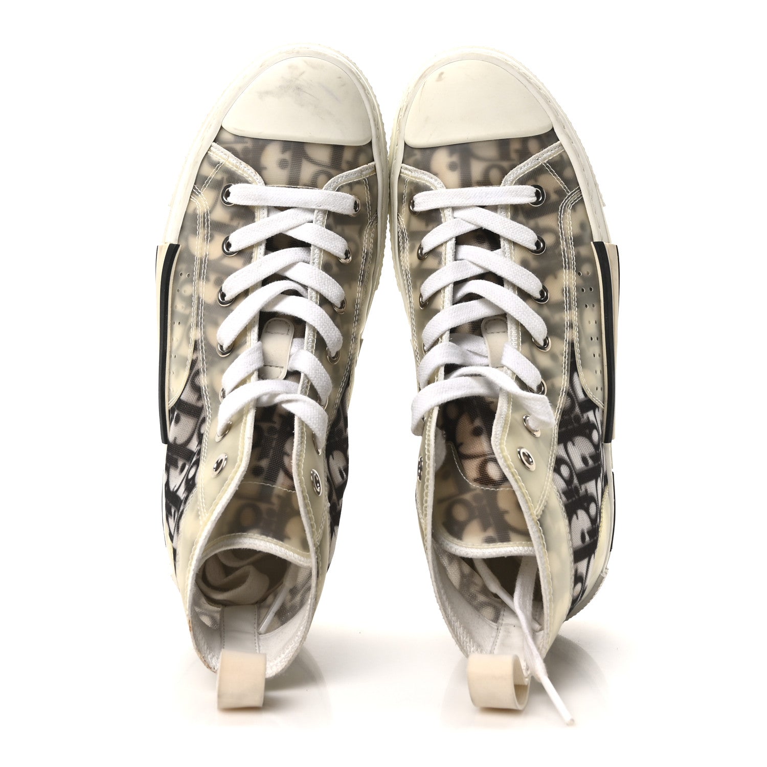 Christian Dior Technical Canvas Oblique B23 High Top Sneakers 38 White Black 2 of 10
