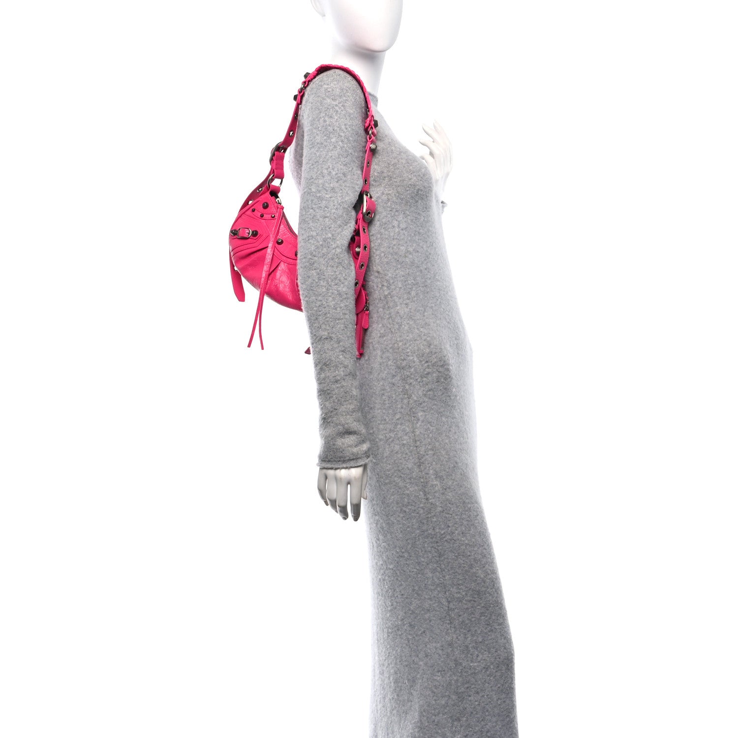 Balenciaga Agneau Arena Le Cagole Shoulder Bag XS Hot Pink 2 of 12