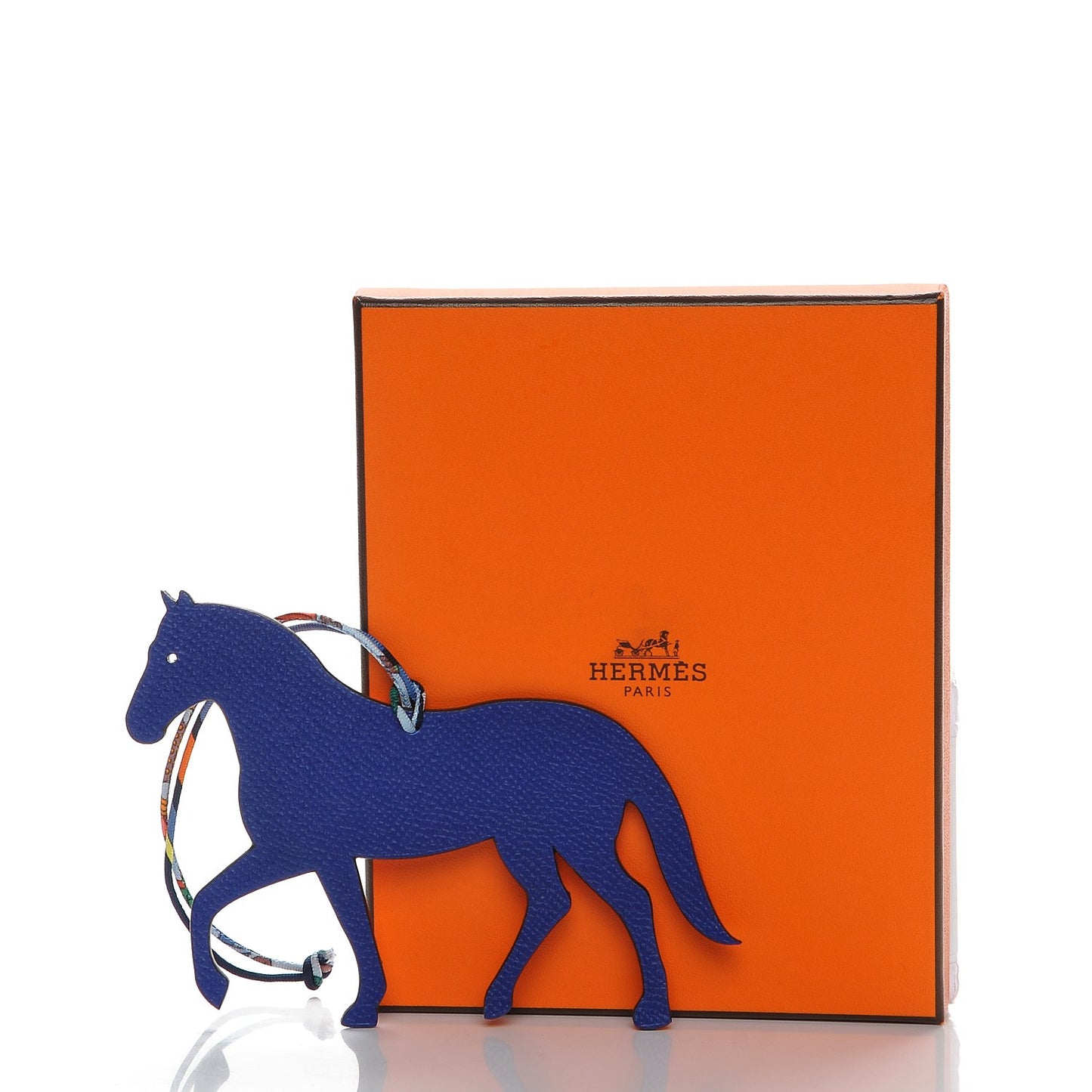 Epsom Togo Petit H Bag Charm Horse GM Bleu Electrique Feu