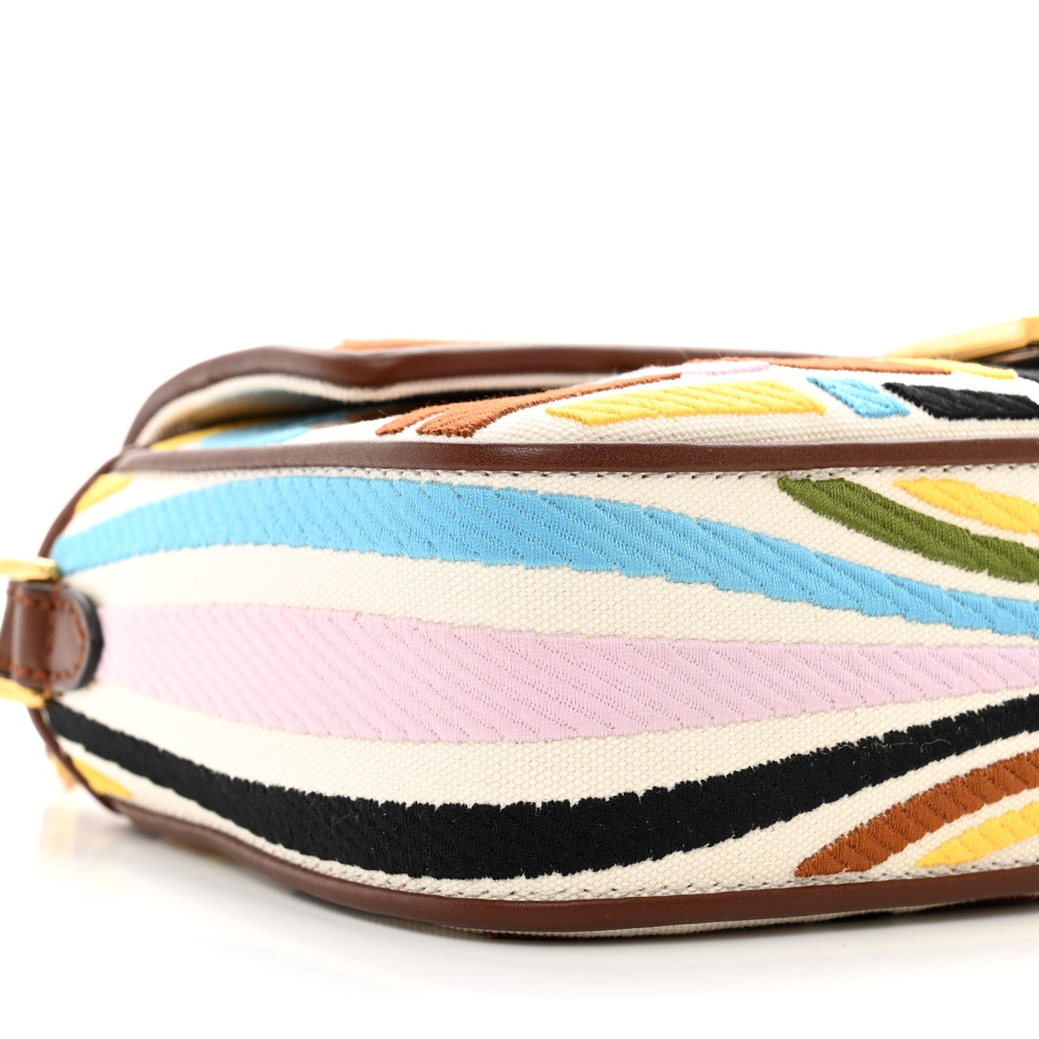 Fendi X SARA COLEMAN Canvas Vitello King Seta FF Fish Eye Embroidered Baguette Grezzo Multicolor Ghianda 8 of 9