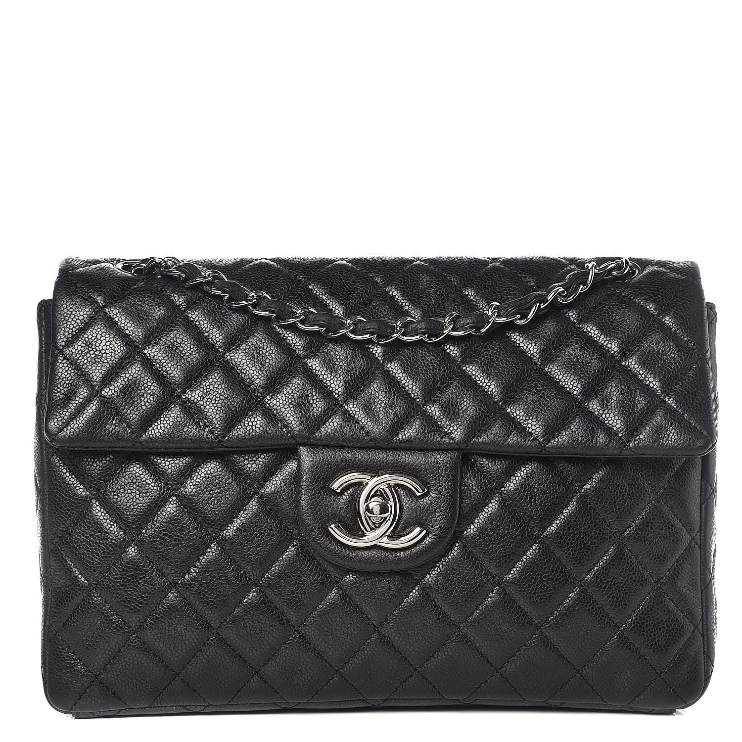Chanel Washed Caviar Quilted Maxi Single Flap Black 1 of 10