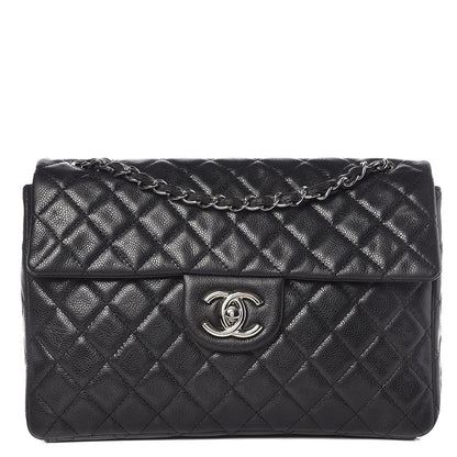 Chanel Washed Caviar Quilted Maxi Single Flap Black 1 of 10