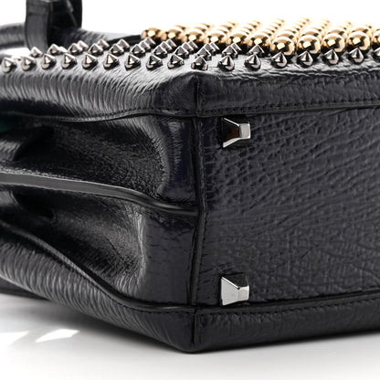 MCM Calfskin Studded Mini Milla Tote Blue 11 of 15