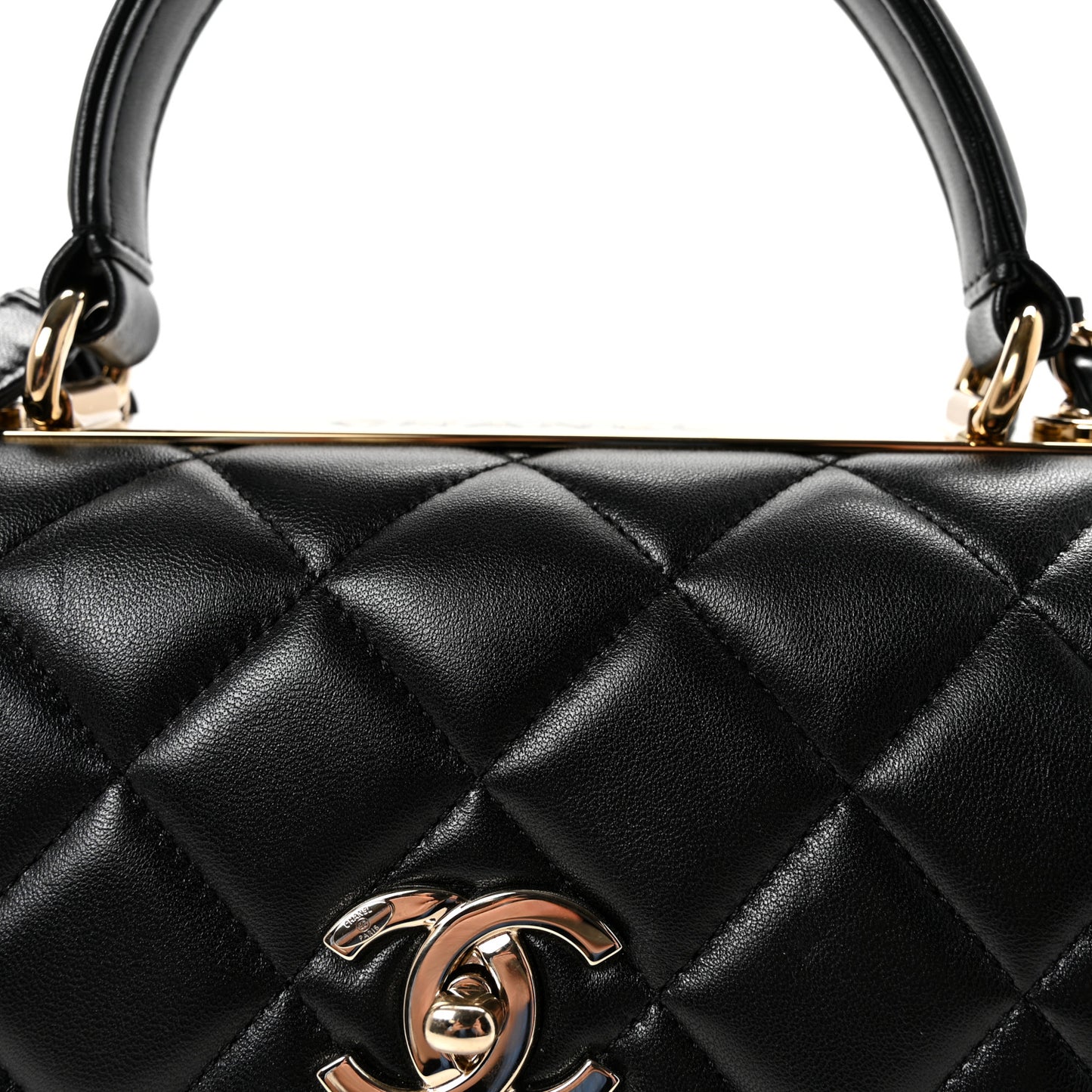 Lambskin Quilted Small Trendy CC Dual Handle Flap Bag Black
