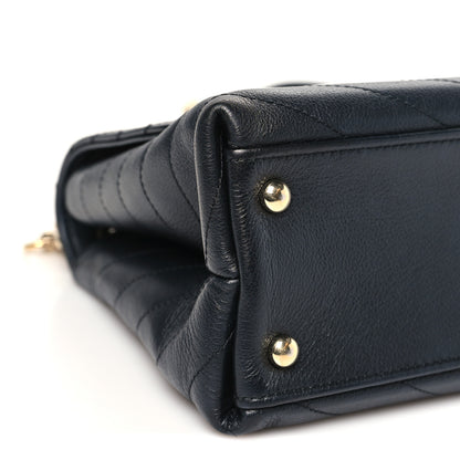 Chanel Grained Calfskin Chevron Stitched Small Chic Top Handle Flap Black 9 of 12