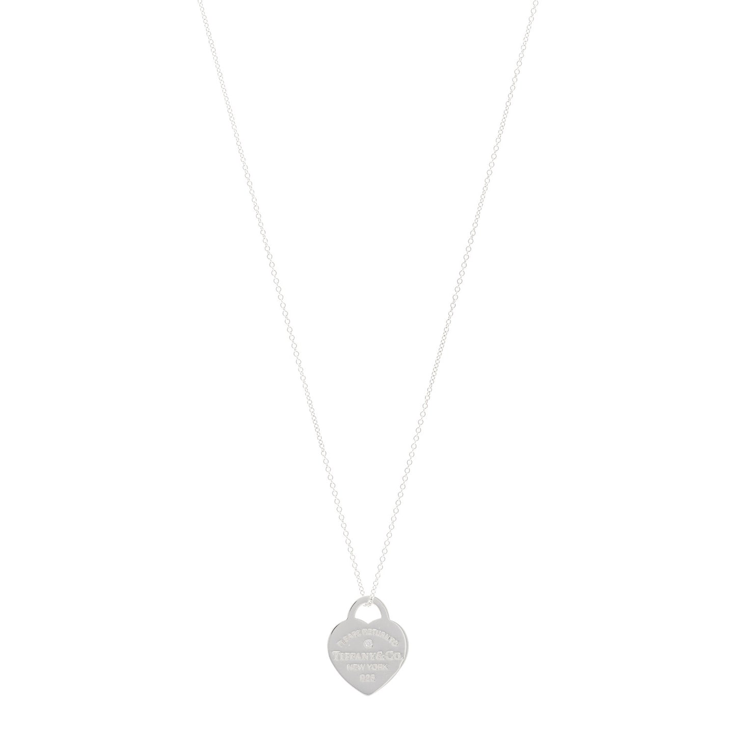 Sterling Silver Diamond Small Return to Tiffany Heart Pendant Necklace