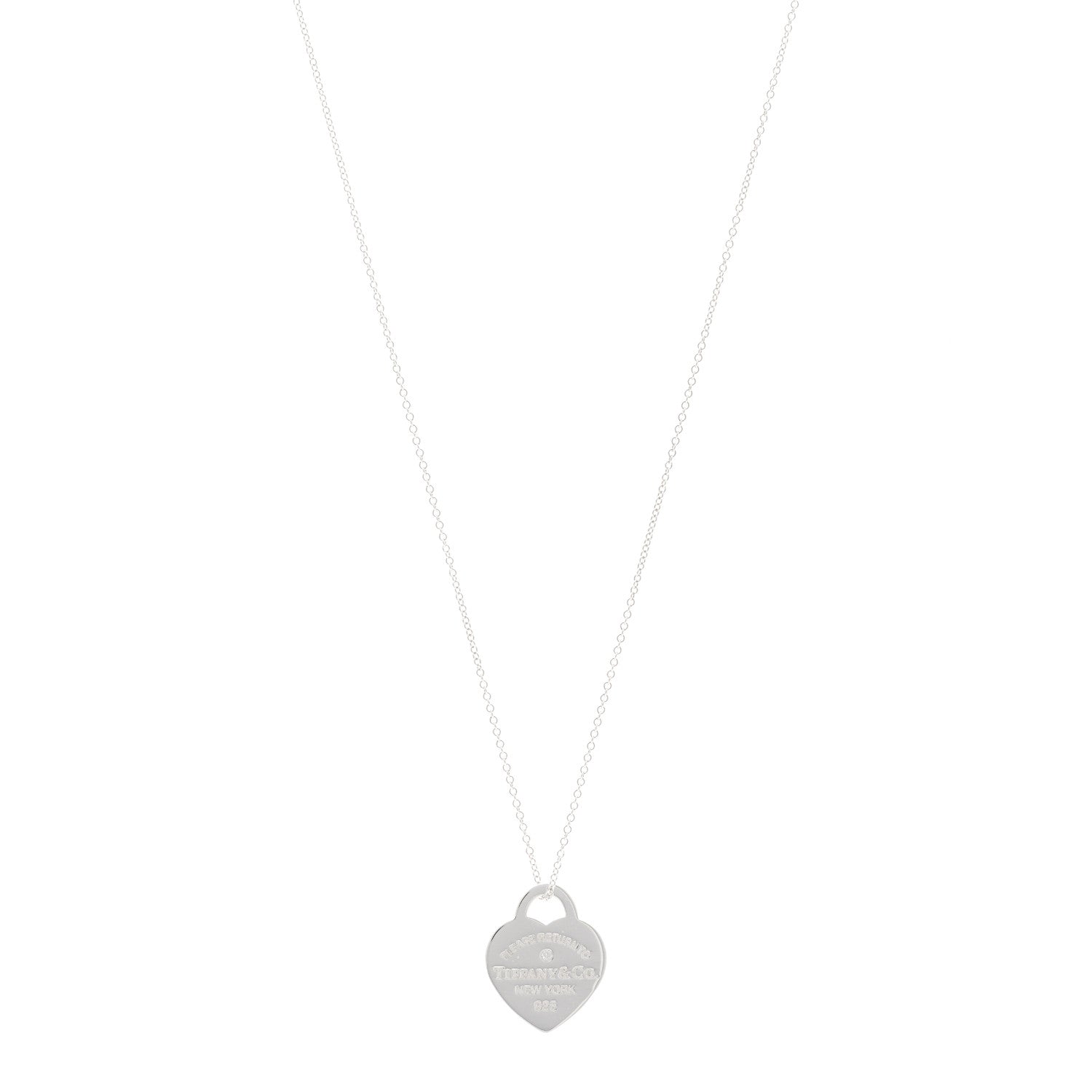 Tiffany Sterling Silver Diamond Small Return to Tiffany Heart Pendant Necklace 1 of 6