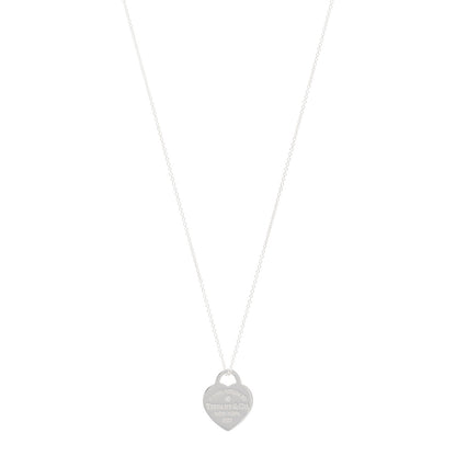 Tiffany Sterling Silver Diamond Small Return to Tiffany Heart Pendant Necklace 1 of 6
