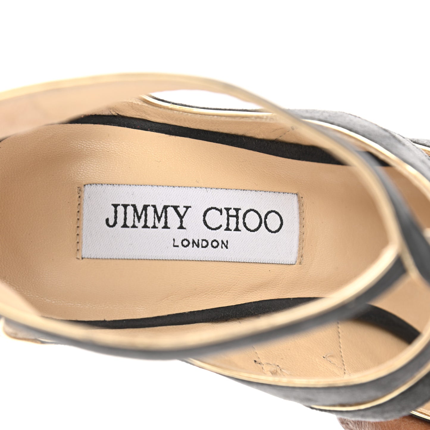 Suede Mirror Calfskin Leash Sandal 37 Smoke