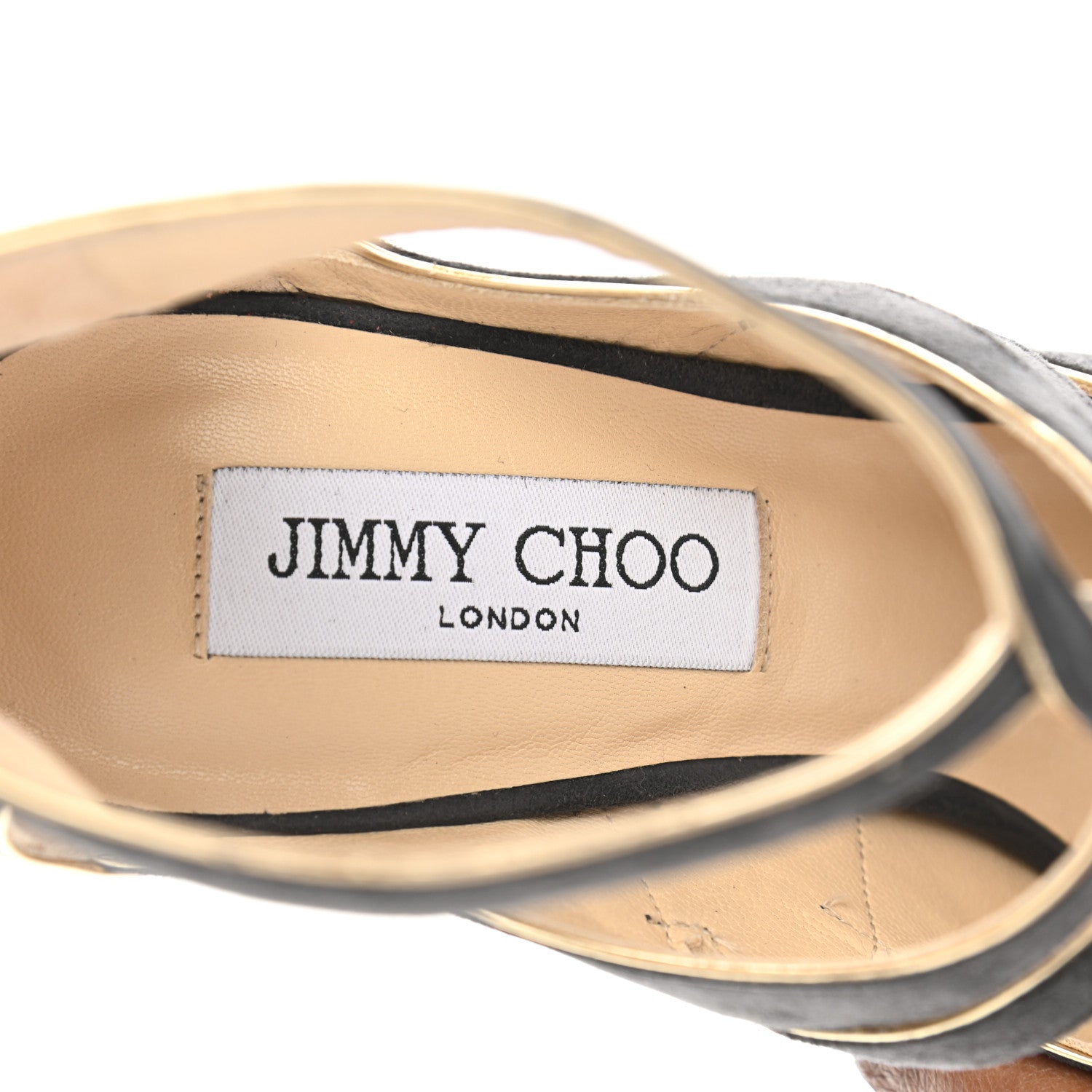 Jimmy Choo Suede Mirror Calfskin Leash Sandal 37 Smoke 7 of 11