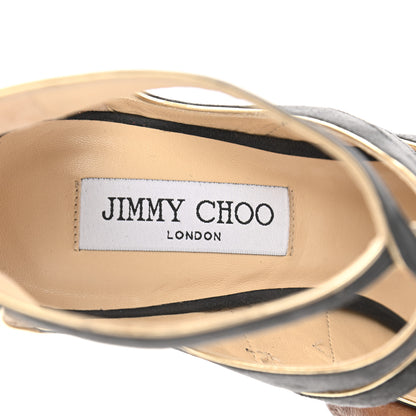 Jimmy Choo Suede Mirror Calfskin Leash Sandal 37 Smoke 7 of 11