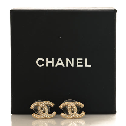 Chanel Metal Crystal CC Earrings Gold 5 of 5