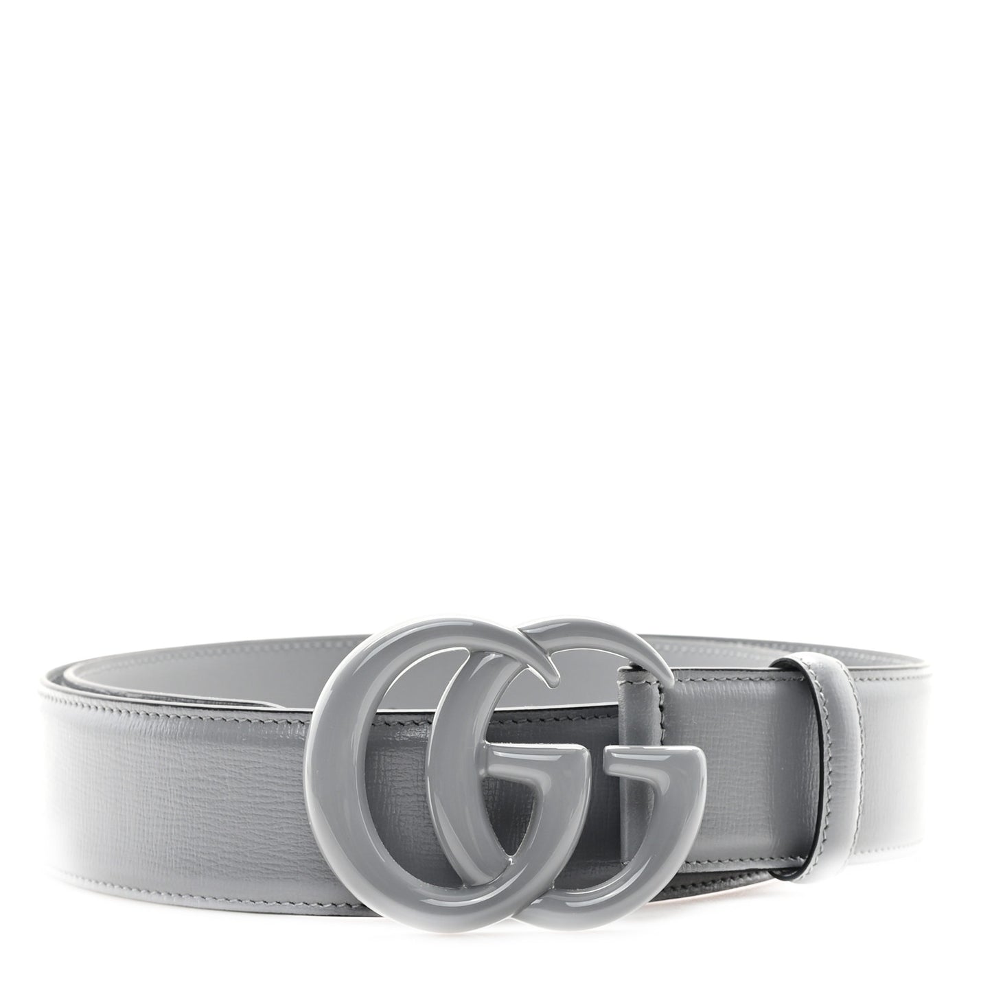 Azalea Calfskin Enamel Monochrome Double G 30mm 90 36 Belt Deep Grey