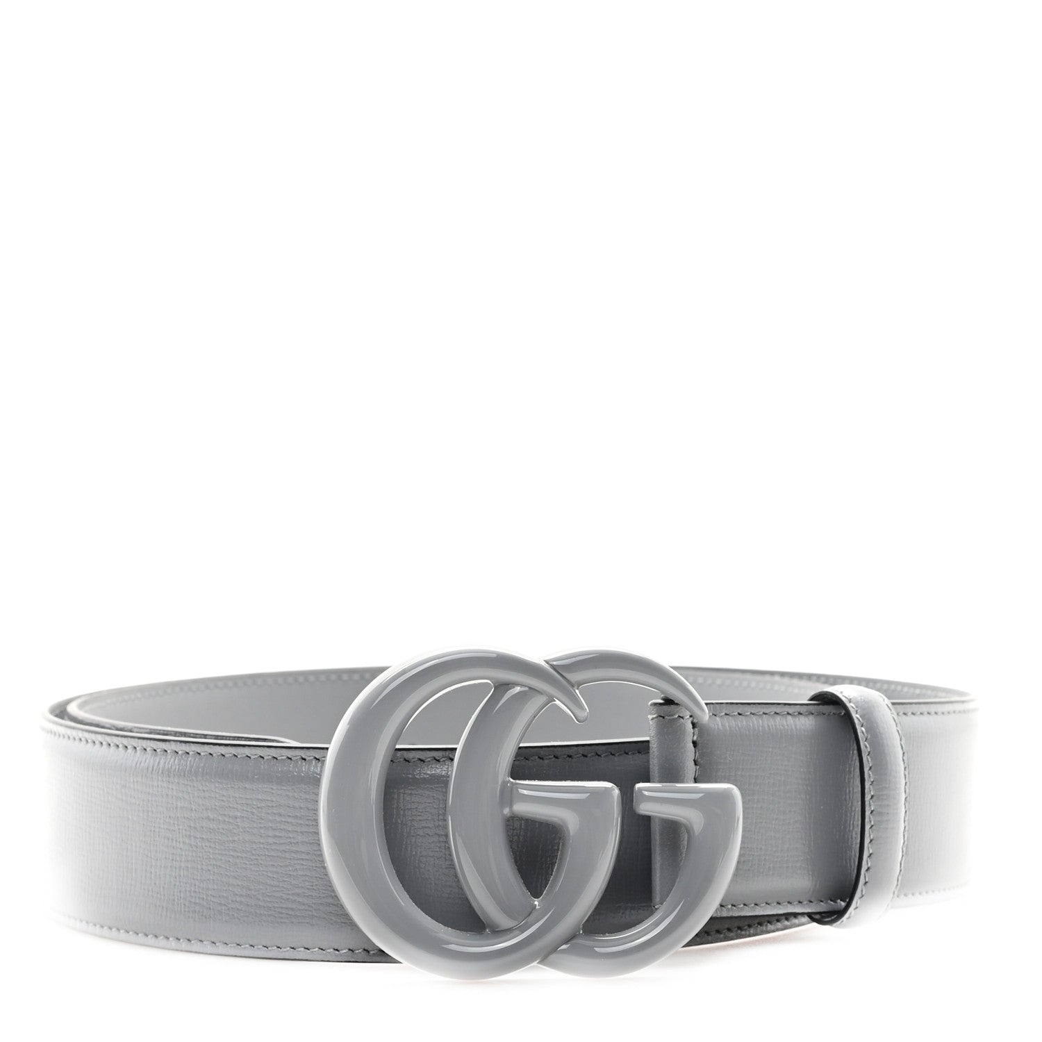 Gucci Azalea Calfskin Enamel Monochrome Double G 30mm 90 36 Belt Deep Grey 1 of 4
