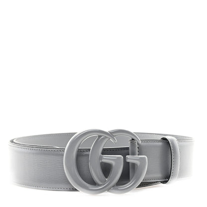 Gucci Azalea Calfskin Enamel Monochrome Double G 30mm 90 36 Belt Deep Grey 1 of 4