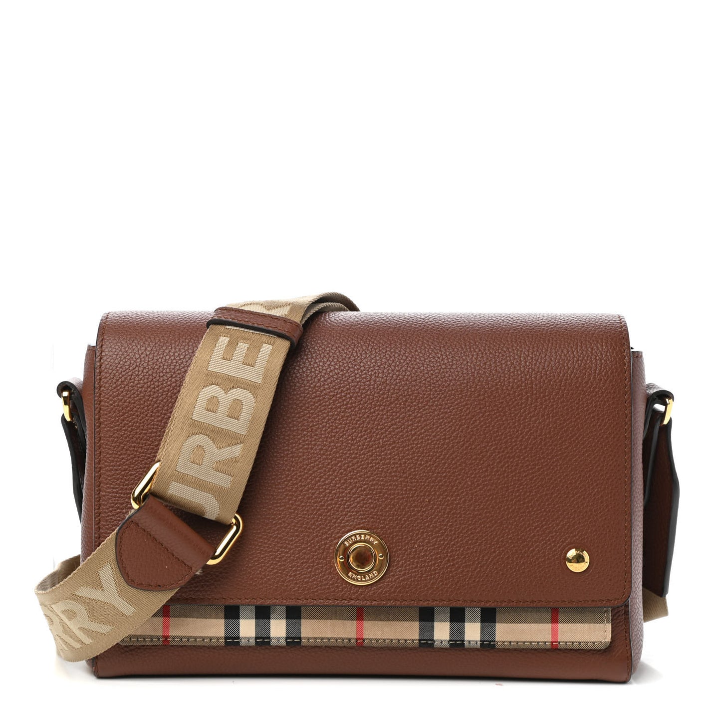 Calfskin Vintage Check Note Crossbody Bag Tan