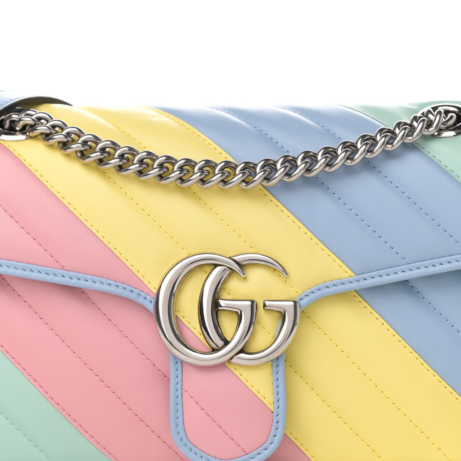 Gucci Calfskin Matelasse Diagonal Small GG Marmont Shoulder Bag Multicolor Pastel 8 of 11