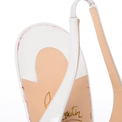 Christian Louboutin Patent Drama Sling 70 Pumps 41.5 Latte Silver 10 of 11