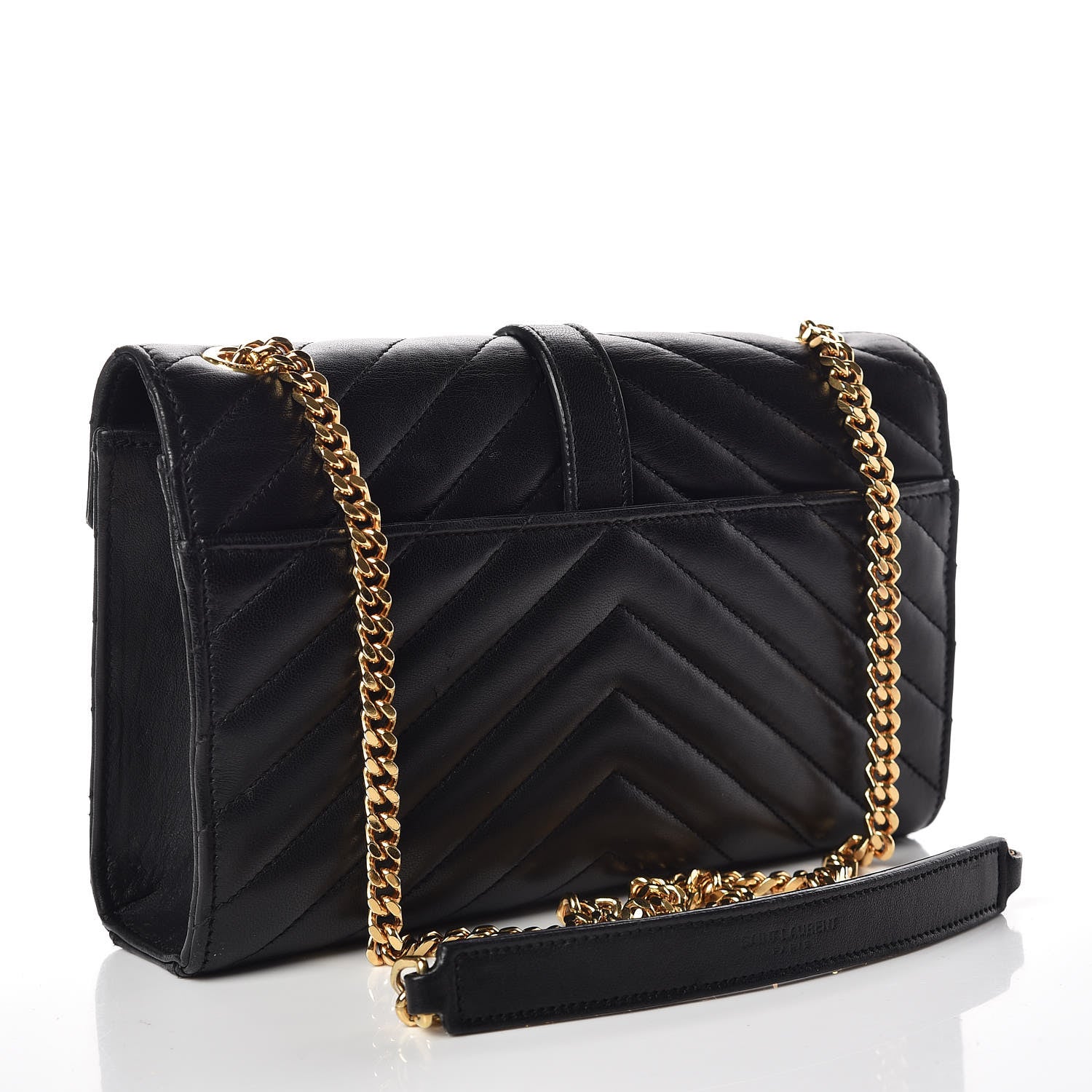 Saint Laurent Lambskin Matelasse Chevron Small Monogram Satchel Black 3 of 10