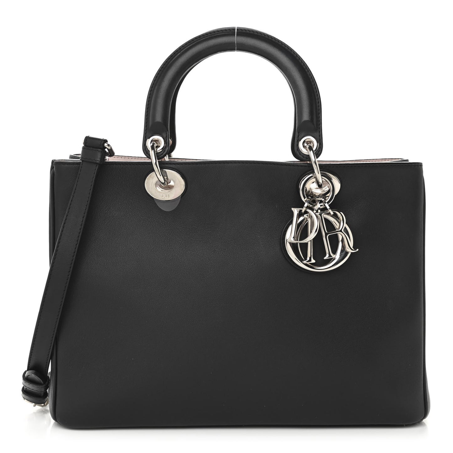 Smooth Calfskin Medium Diorissimo Tote Black Rose Poudre