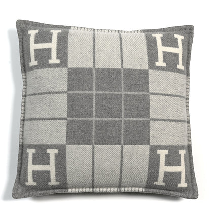 Hermes Wool Cashmere Avalon III Pillow PM Ecru Gris Clair 1 of 3