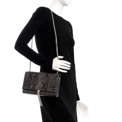 Saint Laurent Python Medium Classic Monogram Kate Tassel Satchel Grey Brown 2 of 6