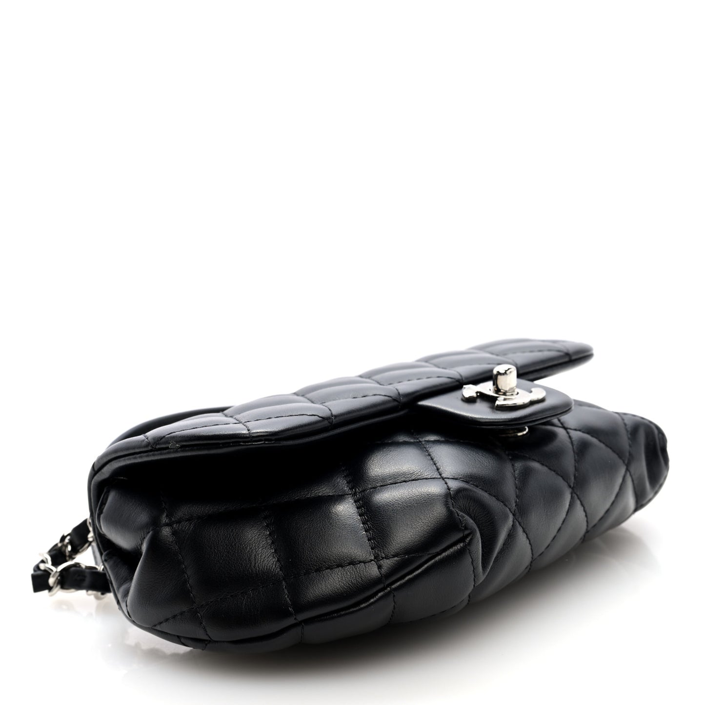 Calfskin Quilted CC Uniform Flap Belt Bag Black