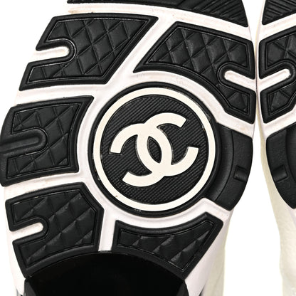 Chanel Mesh Suede Calfskin Grained Calfskin Womens CC Sneakers 39 White Black 7 of 17