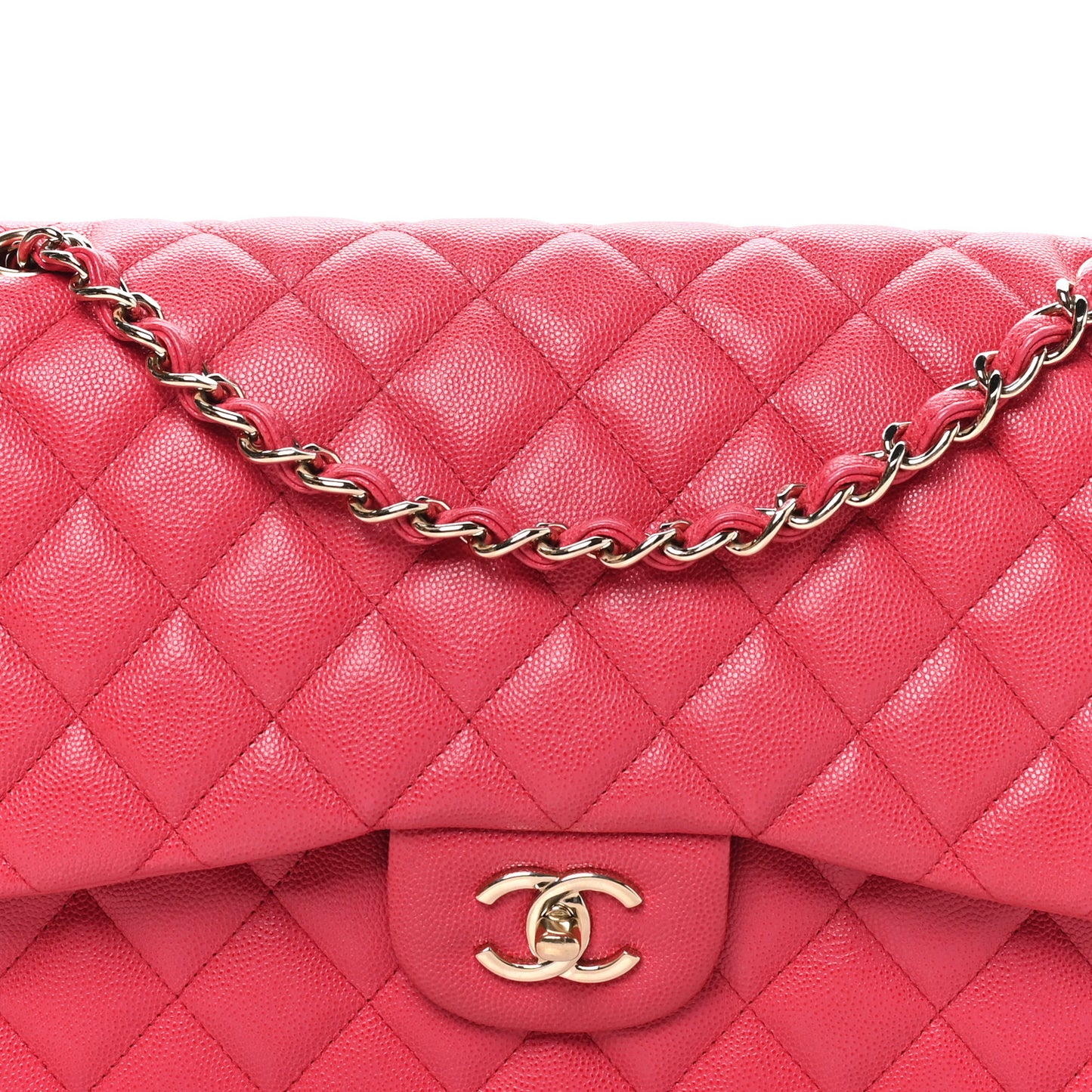 Caviar Quilted Jumbo Double Flap Dark Pink