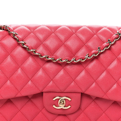 Chanel Caviar Quilted Jumbo Double Flap Dark Pink 8 of 10