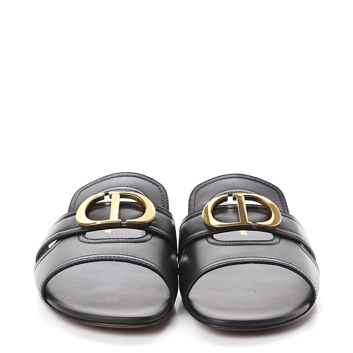 Calfskin 30 Montaigne Flat Slide Sandals 39.5 Black