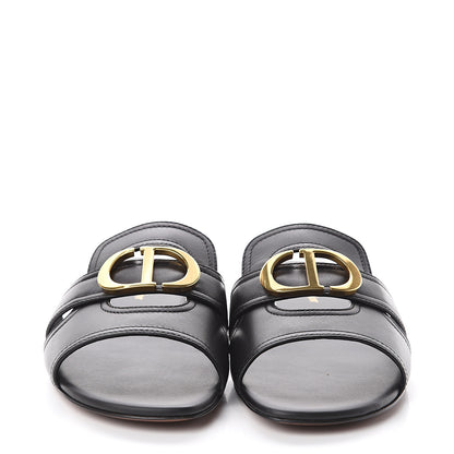 Christian Dior Calfskin 30 Montaigne Flat Slide Sandals 39.5 Black 2 of 7