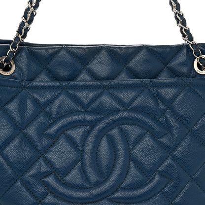 Chanel Caviar Quilted CC Timeless Soft Tote Blue 8 of 11