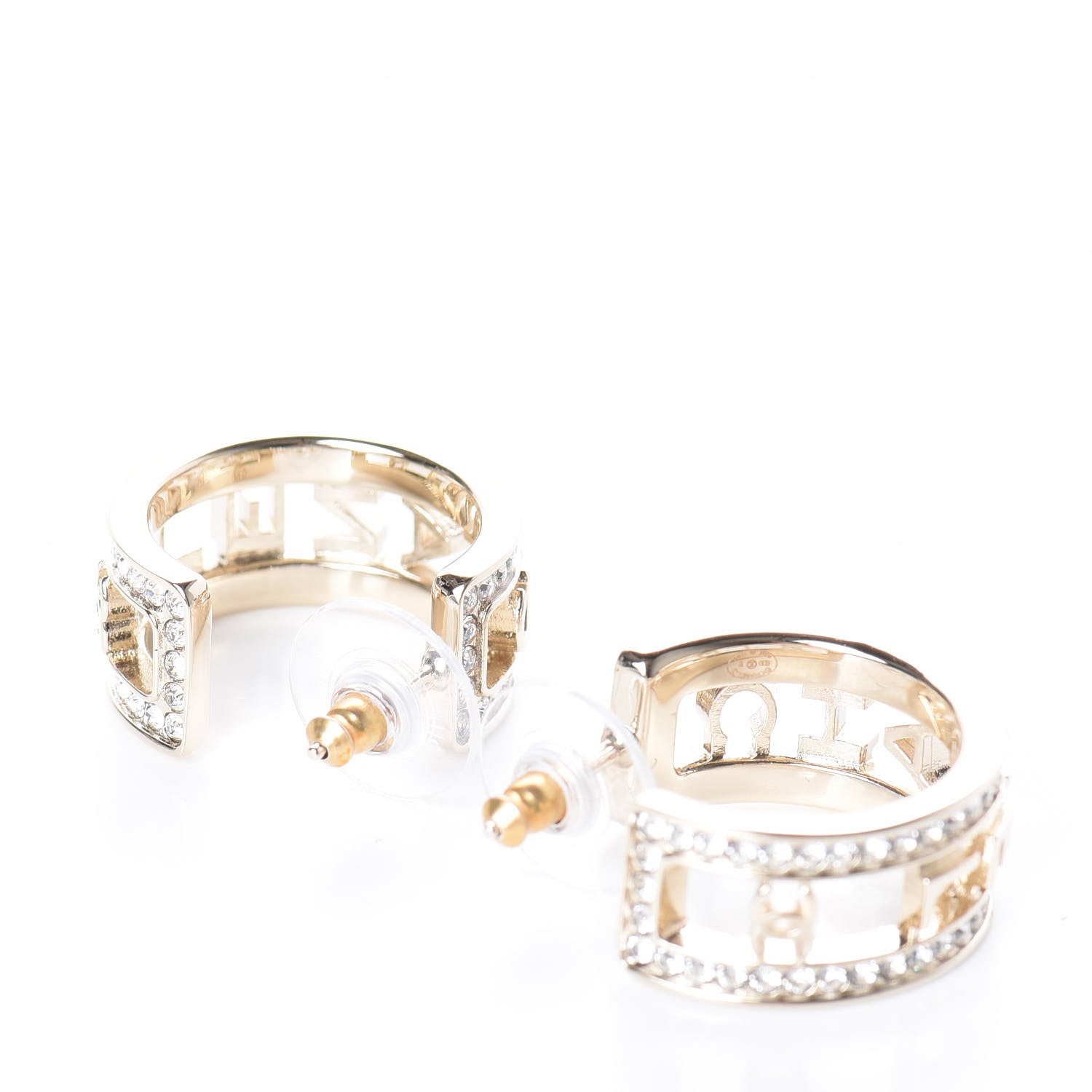 Chanel Metal Crystal Bow-tiful CC Hoop Earrings Gold 2 of 5