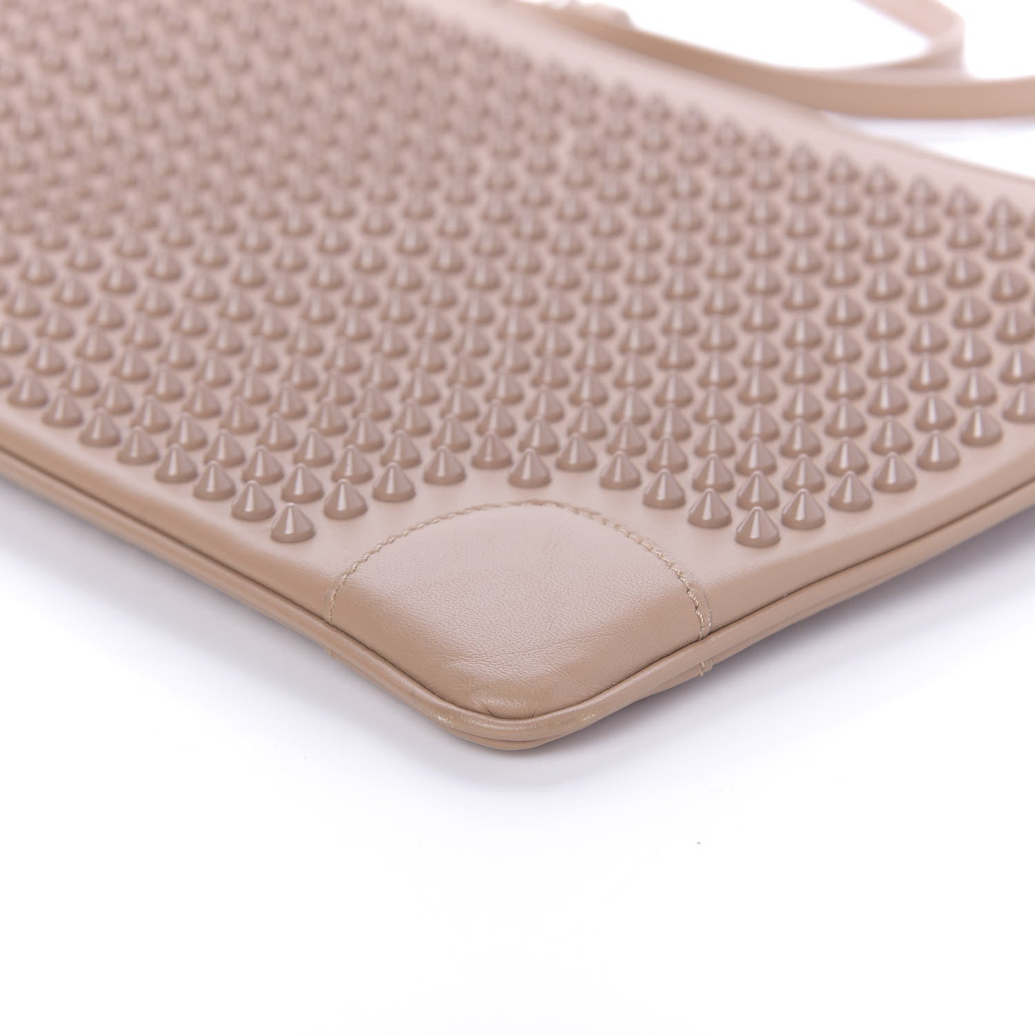 Christian Louboutin Calfskin Studded Loubiposh Chain Clutch Nude 7 of 13