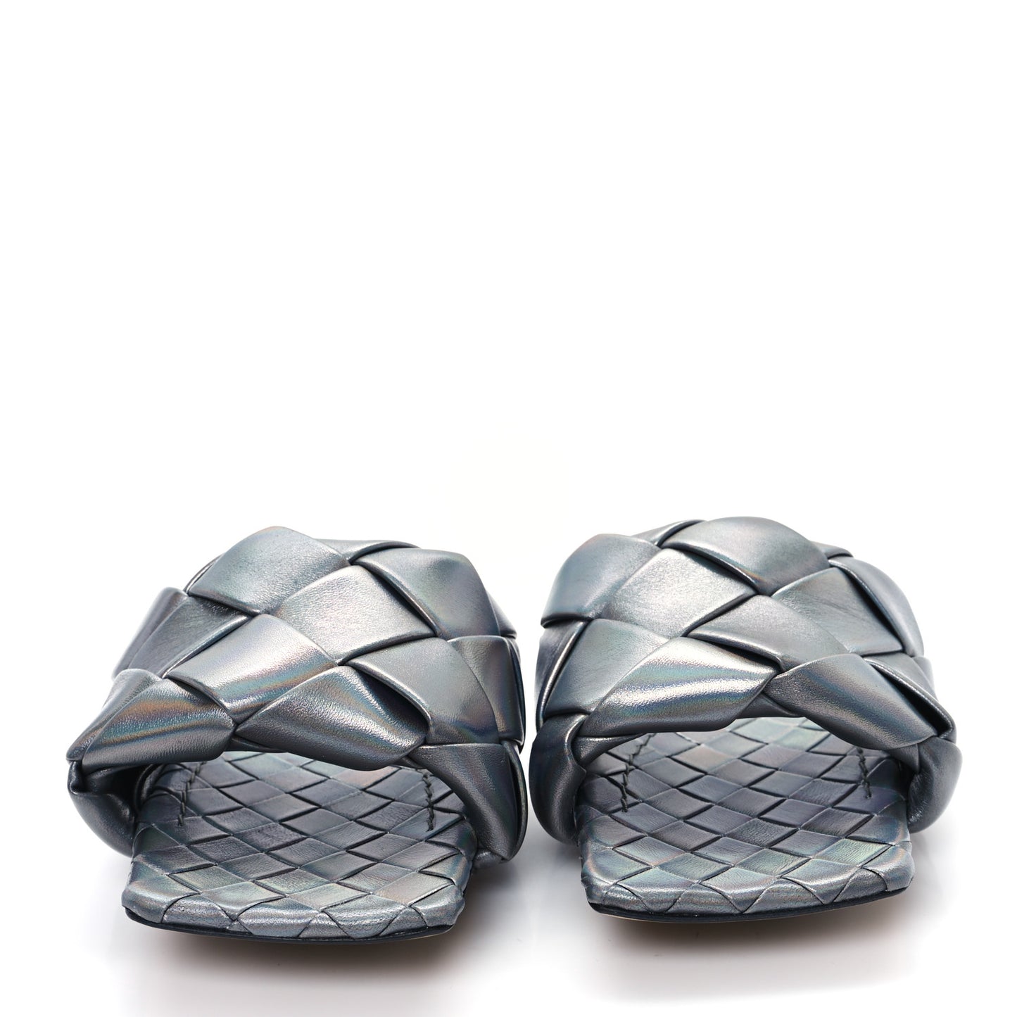 Laser Nappa Maxi Intrecciato Lido Flat Sandals 39 Oyster
