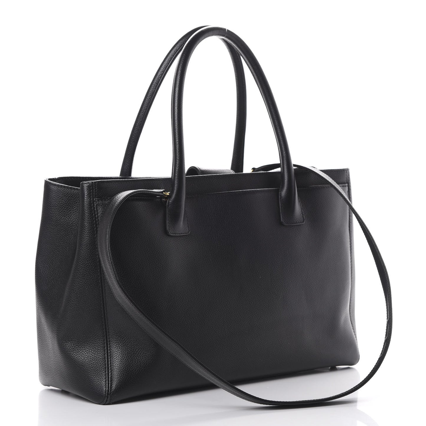 Calfskin Cerf Executive Shopper Tote Black