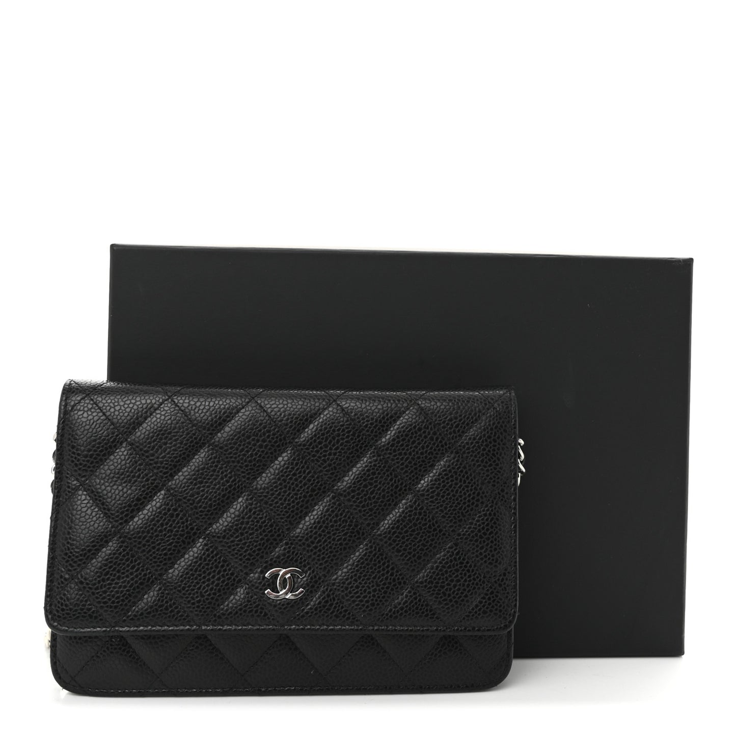 Caviar Quilted Wallet on Chain WOC Black
