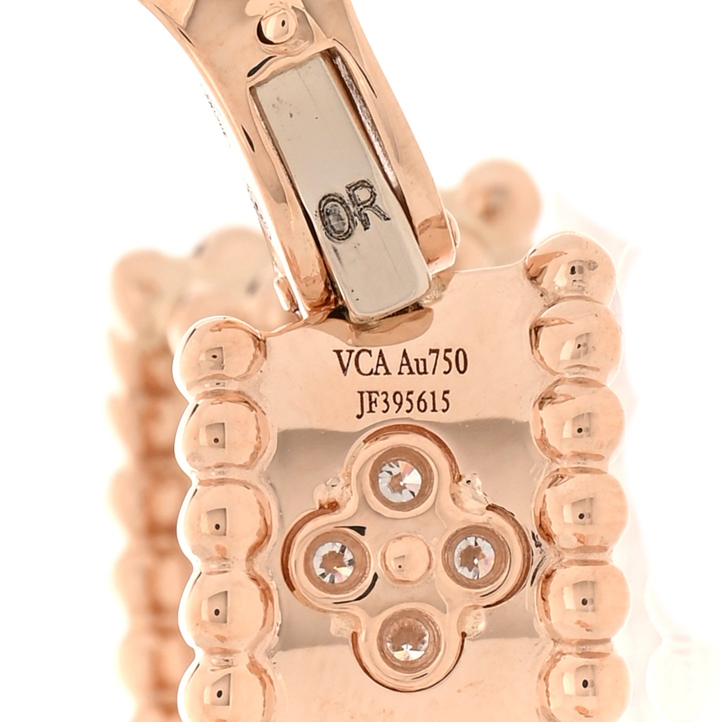 18K Rose Gold Diamond Perlee Clovers Hoop Earrings